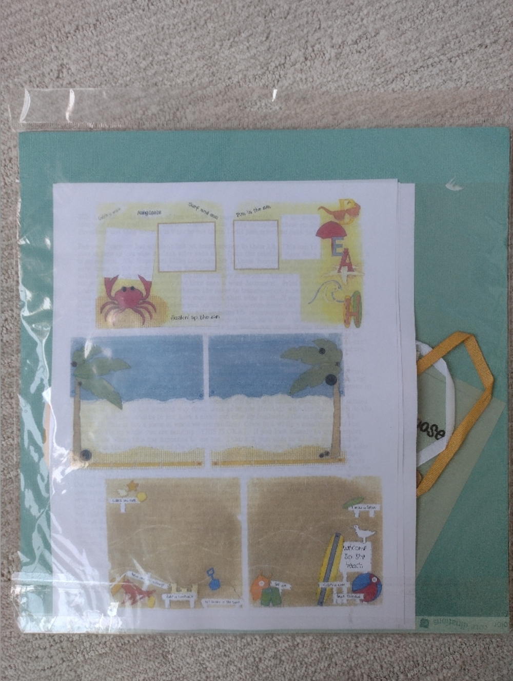 Brand New 12" x 12" AT THE BEACH Scrapbooking Six-Page Layout Kit - Picture 2 of 2